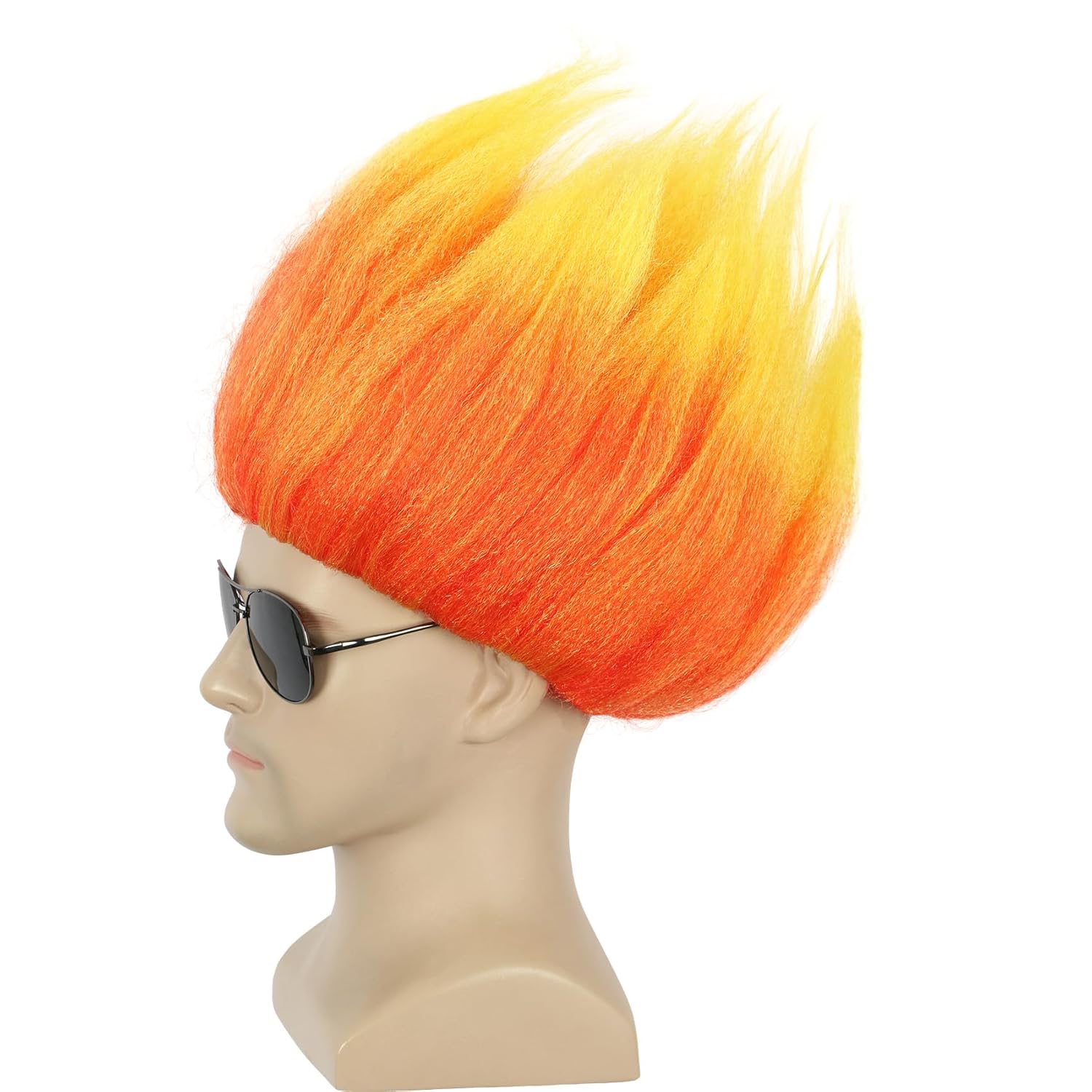 Cosplay Flame Prop - Kısa Turuncu Peruk Dikenli Anime Peruk
